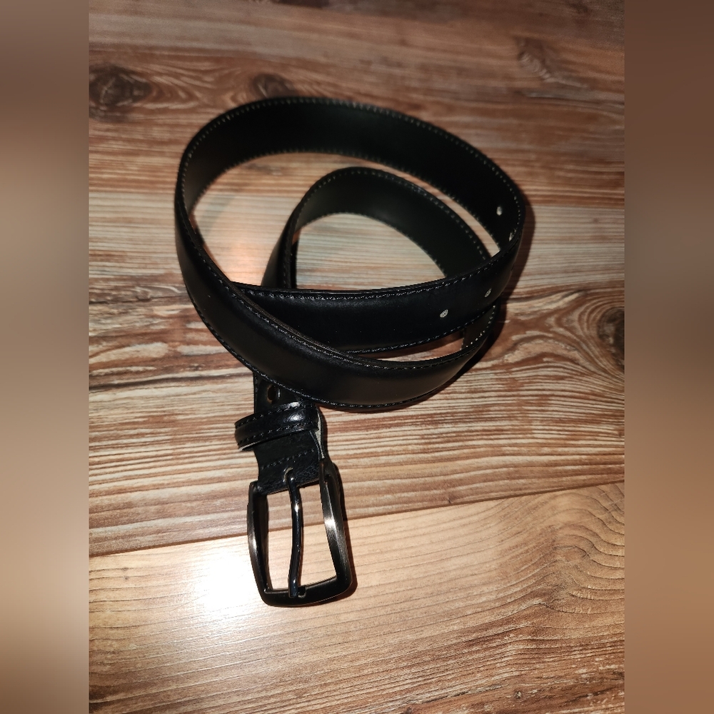 Men's Bronzino Black Leather Belt Size 34